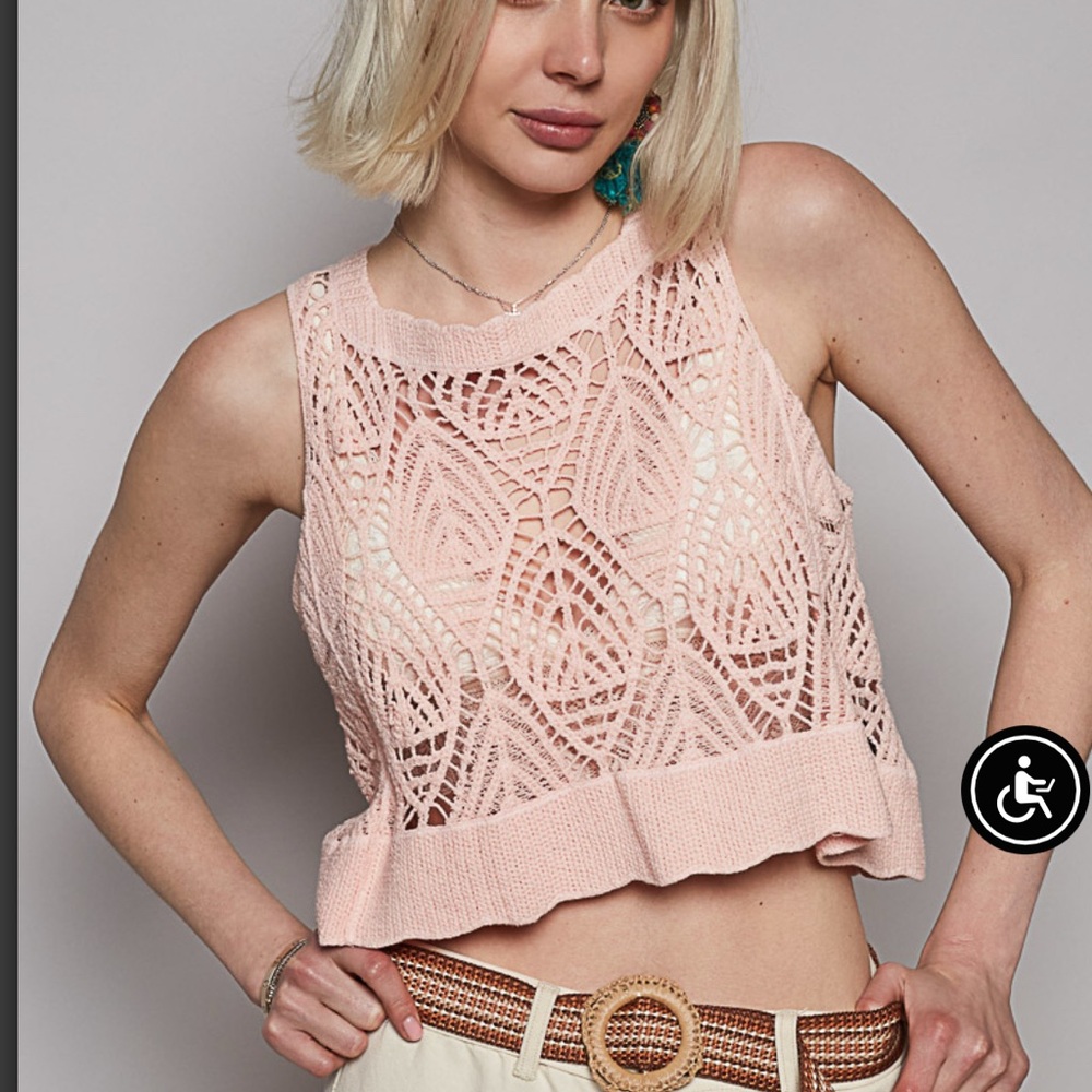 Bohemian POL Embroidered Crop Tank Top NWT - Picture 4 of 4